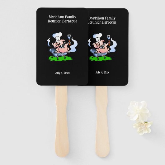 ピグマスコットファミリー懇親会バーベキューカスタム ハンドファン (正面&裏面)