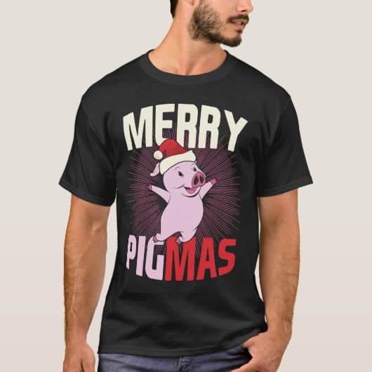 ピグマハッピーピグサンタハットメリークリスマス Tシャツ (正面)