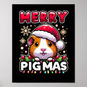 ピグマメリースおもしろいクリスマスクリスマスギニアピグ恋人 ポスター