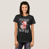 ピグマメリースおもしろいピッグクリスマスライトツリークリスマス Tシャツ (正面フル)
