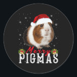 ピグマメリー顔マスクおもしろいモルモットChristmas Sa ラウンドシール<br><div class="desc">ピグメリーマス顔マスクおもしろいモルモット豚クリスマスサンタクリスマス</div>