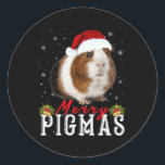 ピグマメリー顔マスクおもしろいモルモットChristmas Sa ラウンドシール<br><div class="desc">ピグメリーマス顔マスクおもしろいモルモット豚クリスマスサンタクリスマス</div>