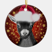 ピグミーヤギのサンタハットクリスマスオーナメント セラミックオーナメント (正面)