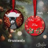 ピグミーヤギのサンタハットクリスマスオーナメント セラミックオーナメント