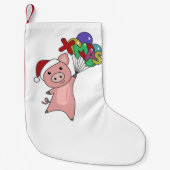 ピグメリークリスマスアニマルズ豚アダルトクロス顔  スモールクリスマスストッキング (正面)