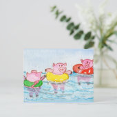 ピグレットが浮くと – スイミングピッグ ポストカード (スタンド正面)