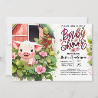 ピグレットズパラダイスボホファルマイヤードベビーシャワー 招待状