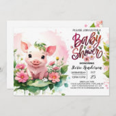 ピグレットズファーミヤードパラダイスベビーシャワー 招待状 (正面/裏面)