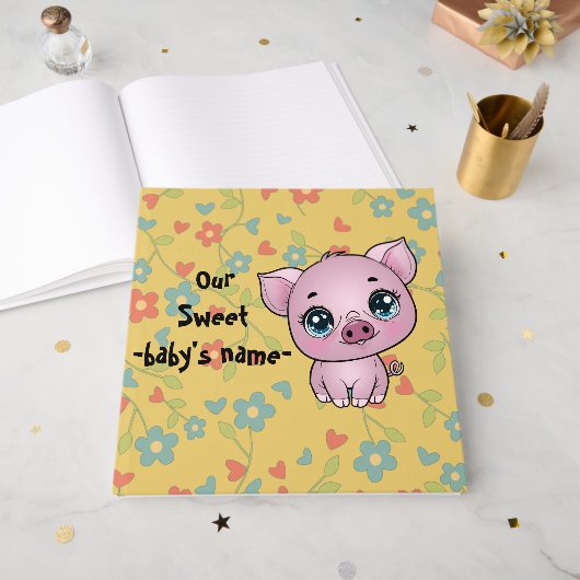 ピグレットテーマ新生児ゲストブック ゲストブック (正面見開き)