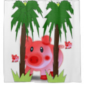 ピグレットピンクの子供たちのショールカーテンホワイト シャワーカーテン (正面)