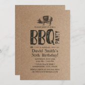 ピグローストBBQバースデーパーティークラフト素朴クラフト 招待状 (正面/裏面)