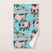 ピグ中国のイヤー誕生日オリジナルスケッチブルーBT バスタオルセット (ハンドタオル)