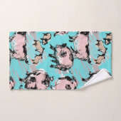 ピグ中国のイヤー誕生日オリジナルスケッチブルーBT バスタオルセット (ハンドタオル)