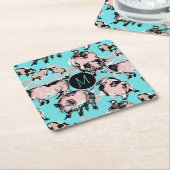 ピグ中国のイヤー2019オリジナルモノグラムBスクエアC スクエアペーパーコースター (アングル)