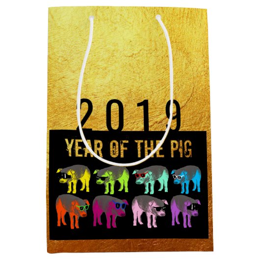 ピグ中国のニューイヤー〔占星術の〕十二宮図誕生日M抱き枕 ミディアムペーパーバッグ (正面)