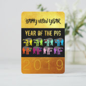 ピグ中国の3.5x5ポップ・アートの招待状の新年 招待状 (スタンド正面)