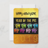 ピグ中国の3.5x5ポップ・アートの招待状の新年 招待状 (正面)