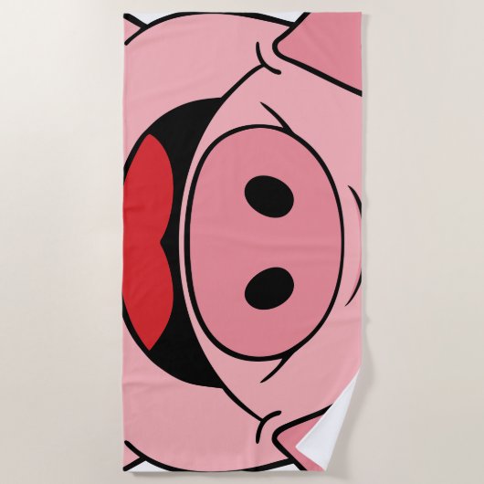 ピグ顔 ビーチタオル (正面)