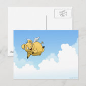 ピグ飛んでいるはがき ポストカード (正面/裏面)