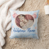 ピグ飛んでいるウィングベビー写真ハート クッション (ブランケット)