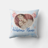 ピグ飛んでいるウィングベビー写真ハート クッション (裏面)