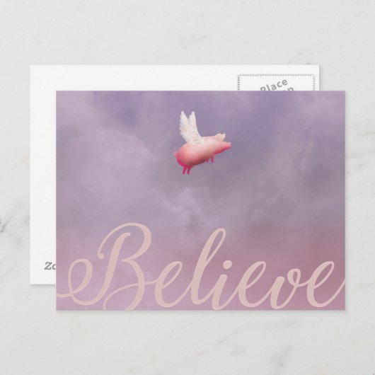 ピグ飛んでいるグ信じカード ポストカード (正面/裏面)