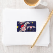 ピグ飛んでいるサンタス ラベル (インサイチュ)