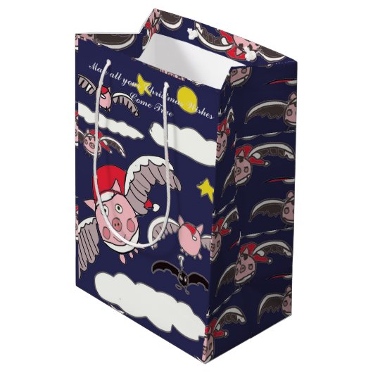 ピグ飛んでいるサンタ抱き枕 ミディアムペーパーバッグ (裏面アングル)