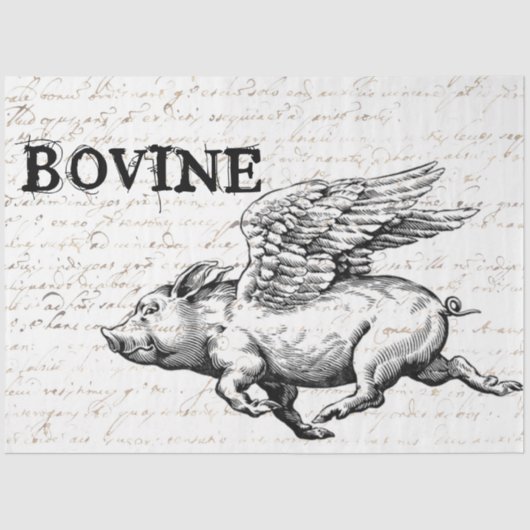 ピグ飛んでいるデクページ紙 薄葉紙 (正面)