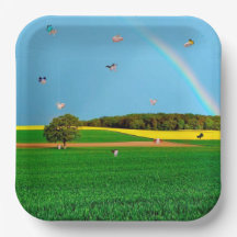 ピグ飛んでいるファーム紙プレート