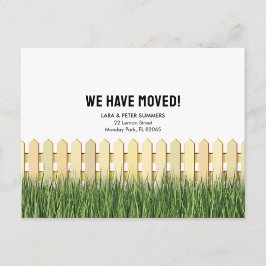 ピケットフェンスと庭園を使った発表 ポストカード (正面)