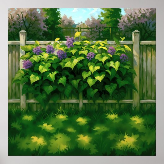 ピケットフェンス – バックヤードイラストレーションアート ポスター (正面)