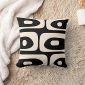 ピケミッドセンチュリーミニマル抽象芸術ブラック&クリーム クッション (ブランケット)