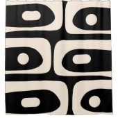 ピケミッドセンチュリーミニマル抽象芸術ブラック&クリーム シャワーカーテン (正面)