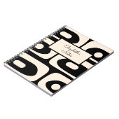 ピケミッドセンチュリーミニマル抽象芸術ブラック&クリーム ノートブック (左側)