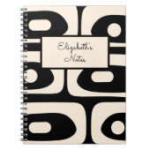 ピケミッドセンチュリーミニマル抽象芸術ブラック&クリーム ノートブック (正面)