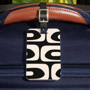 ピケミッドセンチュリーミニマル抽象芸術ブラック&クリーム ラゲッジタグ