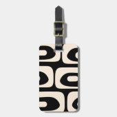 ピケミッドセンチュリーミニマル抽象芸術ブラック&クリーム ラゲッジタグ (正面縦)