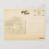 ピケ魅力的ットフェンス付き煙突コテージ ポストカード (裏面)
