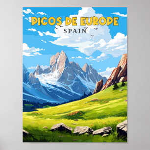 ピコスデヨーロッパスペインヴィンテージ旅行イラストレーション ポスター