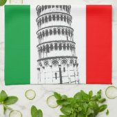 ピサおよびイタリアンな旗のカスタマイズ斜塔 キッチンタオル (折り畳み)