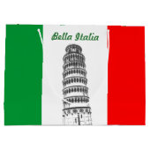ピサおよびイタリアンな旗のカスタマイズ斜塔 ラージペーパーバッグ (裏面)