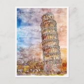 ピサのタワーItalyヴィンテージ旅行水の色 ポストカード (正面)
