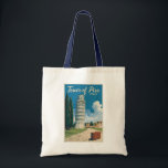 ピサの傾いた塔イタリア旅行アートヴィンテージ トートバッグ<br><div class="desc">Tower of Pisa in a vector artスタイル。ピサの斜塔、または単にピサの塔は、ピサ大聖堂の鐘楼である。</div>