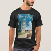 ピサの傾いた塔イタリア旅行アートヴィンテージ Tシャツ (正面)