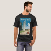 ピサの傾いた塔イタリア旅行アートヴィンテージ Tシャツ (正面フル)