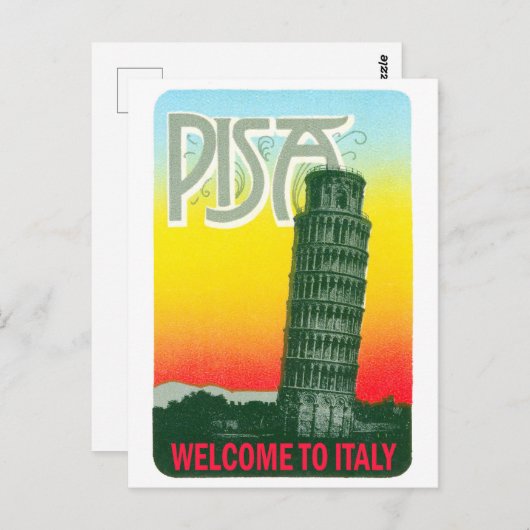 ピサの傾いた塔，イタリア，ヴィンテージ旅行 ポストカード (正面/裏面)