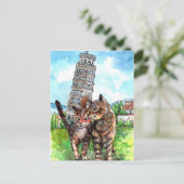 ピサの塔にいる猫たち ポストカード (スタンド正面)