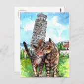 ピサの塔にいる猫たち ポストカード (正面/裏面)
