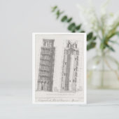 ピサの建築図の斜塔 ポストカード (スタンド正面)